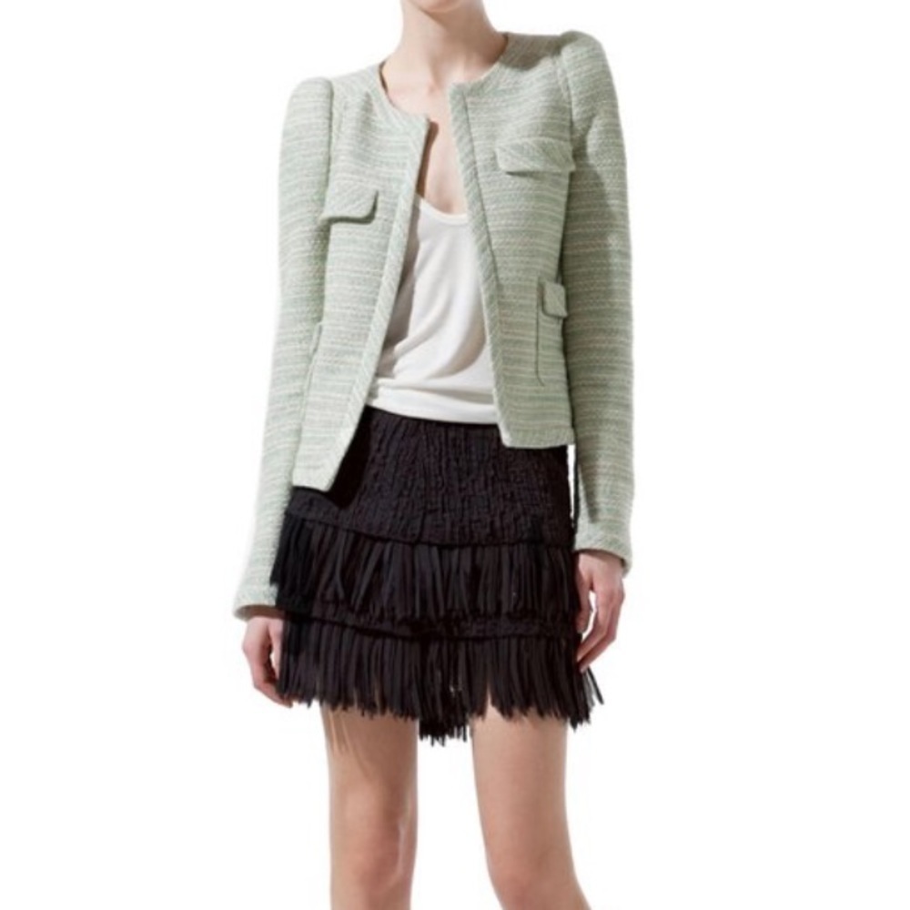 Zara Fantasy Tweed Blazer w/Gold Lamet Size XS